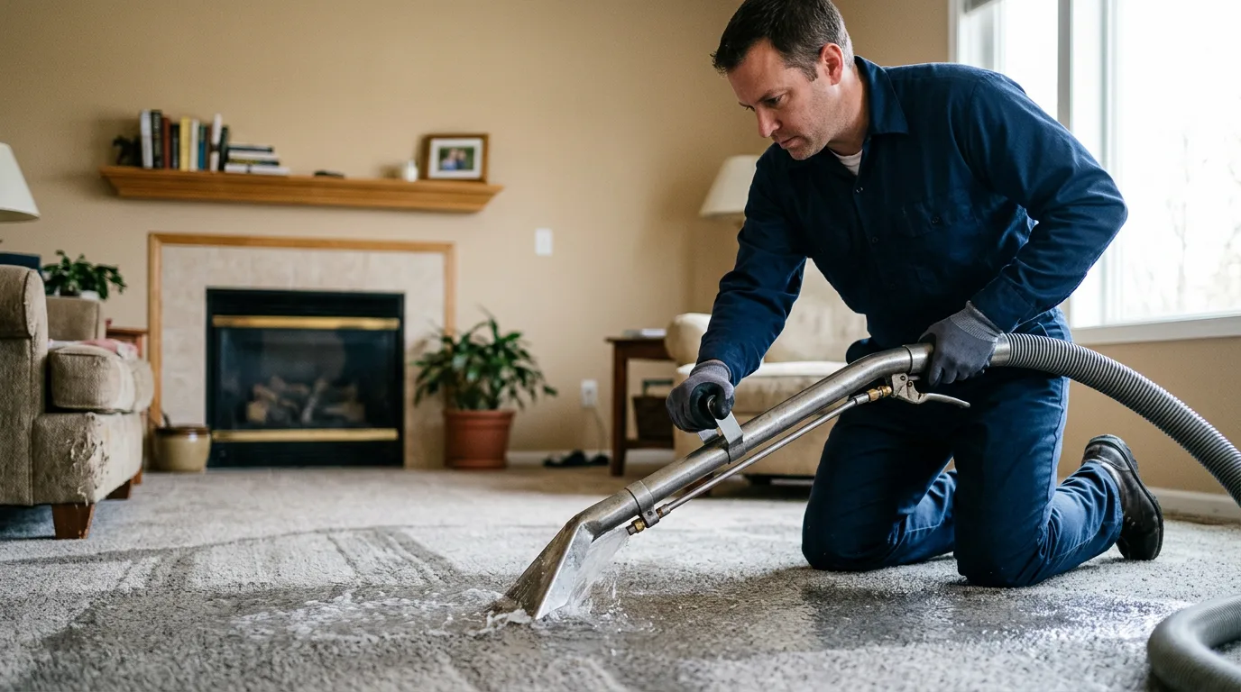 Water damage restoration technician working near South Solon, OH